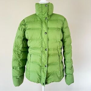Lands’ End Green Down Puffer Jacket Women’s Small 6 8 Winter Coat